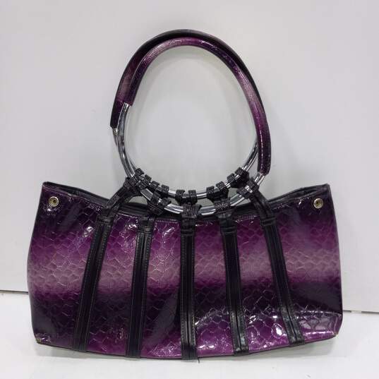 Vittorio Purple Patent Leather Animal Print Satchel Bag image number 3