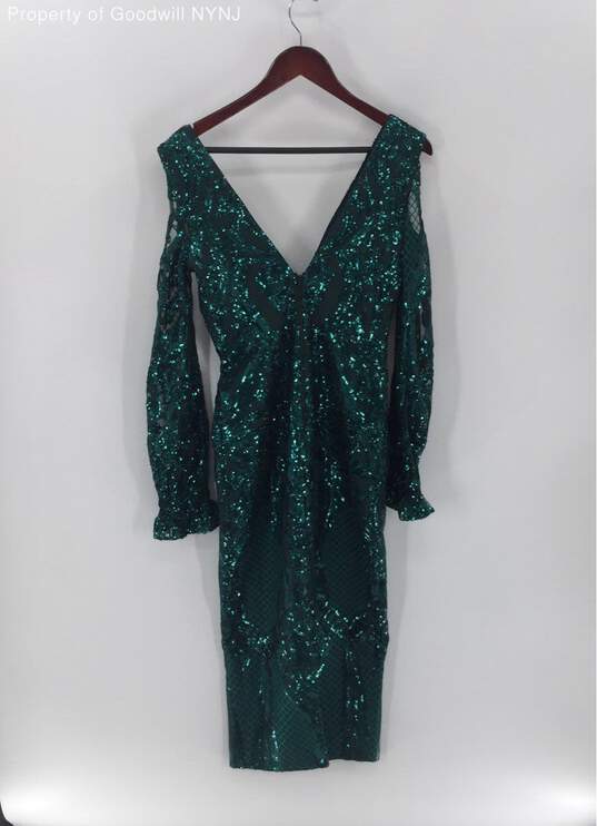 Elle Zeitoune Women's Sequined Formal Dress-Green-Sz 8 image number 3