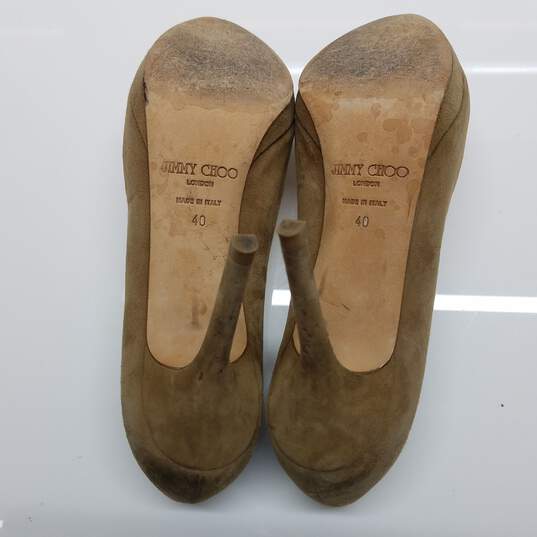 Jimmy Choo Beige Suede Pumps Womens Size 40 AUTHENTICATED image number 5