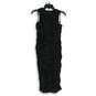 White House Black Market Womens Black Mesh Ruched Sleeveless Sheath Dress Size M image number 2