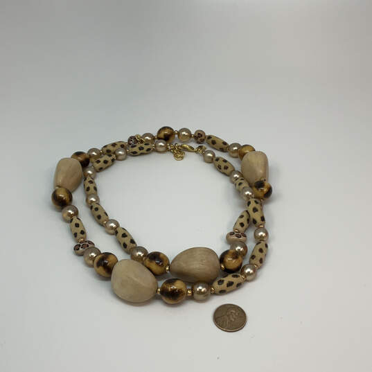 Designer Joan Rivers Gold-Tone Wood Brass Tribal Large Beaded Necklace image number 3