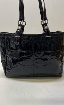 COACH F16564 Black Leather Embossed Signature Tote Bag alternative image