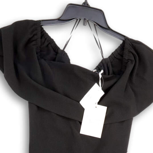 Buy the NWT Womens Black Regular Fit Round Neck Back Zip Mini