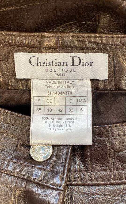 Christian Dior Brown Leather Pants - Size 6 image number 5