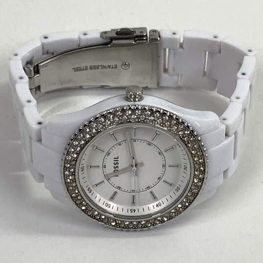 Designer Fossil Stella ES-2444 White Chain Strap Round Dial Analog Watch image number 2