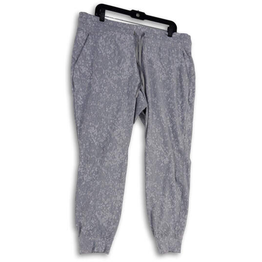 Womens Gray Stretch Slash Pockets Elastic Waist Jogger Pants Size 18 image number 3