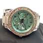 Designer Fossil ES-3051 Rhinestone Green Round Analog Dial Quartz Wristwatch image number 1