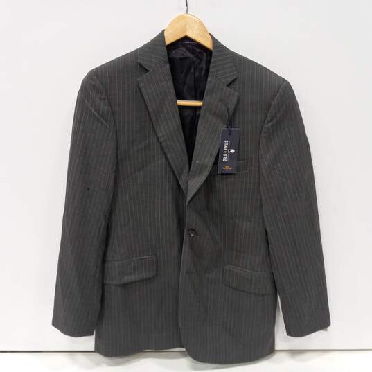 Stafford Men's Gray Wool Plainweave Stripe Suit Jacket Size 38R image number 1