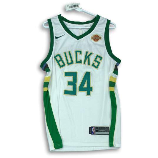 NBA Nike White Green Bucks Jersey #34 Antetokounmpo Size 48 image number 1