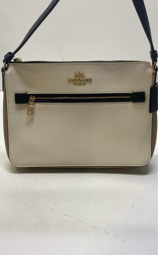 Coach Saffiano Leather Gallery File Colorblock Crossbody White image number 1