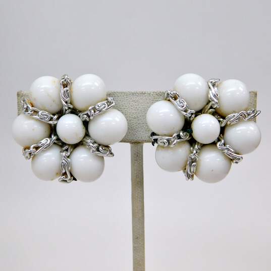 Vintage Bohemian Black Czech Glass Necklaces w/Milk Glass Necklace Bracelet & Earrings 239.4g image number 4