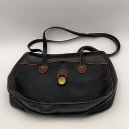 LLadro Womens Suit Case Shoulder Bag Zipper Black Brown Suit Leather