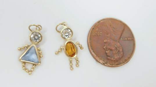 14K Yellow Gold CZ Birthstone Boy & Girl Charms 2.8g image number 4