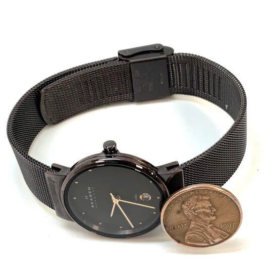 Designer Skagen Black Adjustable Mesh Strap Round Dial Analog Wristwatch image number 2