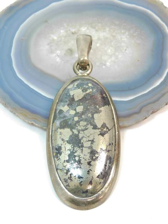 Barse Sterling Silver Pyrite Oval Pendant 25.2g image number 6