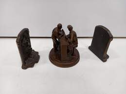 Vintage Bronze Norman Rockwell "The Runaway" Statue and Bookends "The Thinker" alternative image