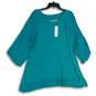 NWT Soft Surroundings Womens Blue Long Sleeve Scoop Neck Tunic Blouse Top Size L image number 1