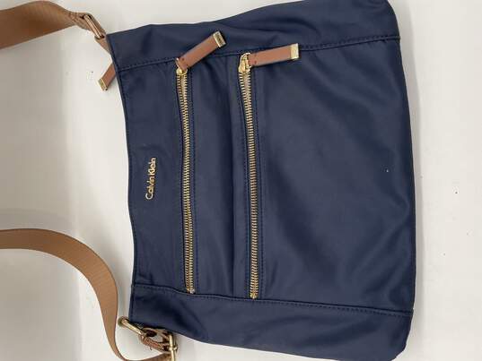 Buy the Womens Blue Brown Inner Outer Pocket Adjustable Strap