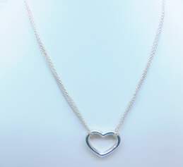 Romantic 925 Sterling Silver Multi Strand Heart Pendant Necklace & Puff Double Heart Ring 15.0g alternative image