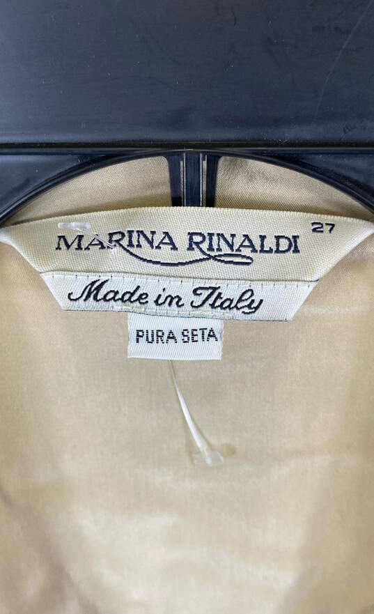 Marina Rinaldi Womens Beige Silk Long Sleeve Collared Button-Up Shirt Size 27 image number 3