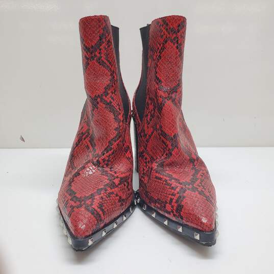 Charles David Shoes Red Dodger Point Toe Bootie in Snake Print Women's Size 9 image number 2