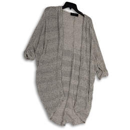 Womens Gray Black Knitted Long Sleeve Open Front Cardigan Sweater Size M