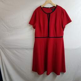 Liz Claiborne A-Line Dress - Red with Black Trim Size 18 alternative image