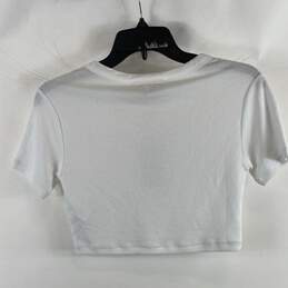 NWT AllSaints Womens White Short Sleeve Pullover Cropped T-Shirt Size 8 alternative image