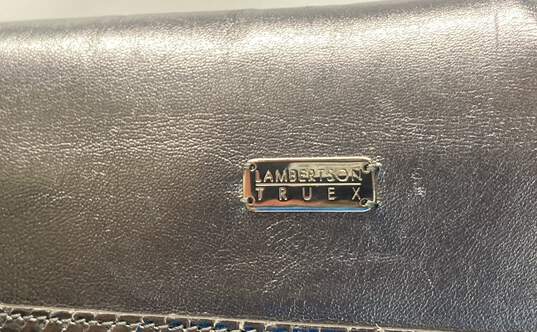 Lambertson Truex Silver Metallic Leather Buckle Shoulder Bag image number 2