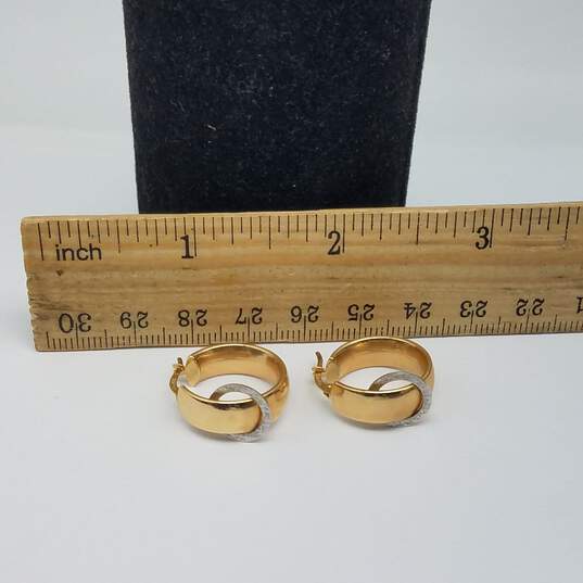 IMD 14k Gold Two Tone Hoop Earrings 3.2g image number 6