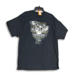 Harley Davidson Motorclothes Mens Black Graphic Print Pullover T-Shirt Size XL
