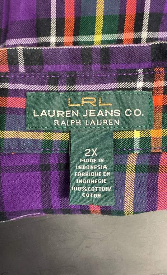 Lauren Jeans Co Womens Multicolor Plaid Cotton Long Sleeve Button-Up Shirt Sz 2X image number 4