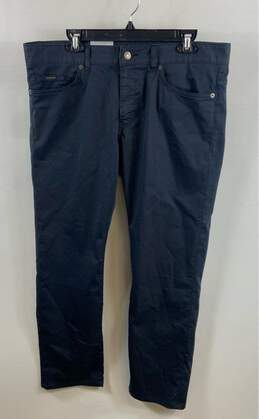 NWT Hugo Boss Womens Blue Flat Front Stretch Slim Fit Trouser Pants Size 36/32