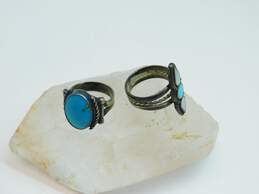 Southwestern Sterling Silver Turquoise Mother Of Pearl Rings 11.6g