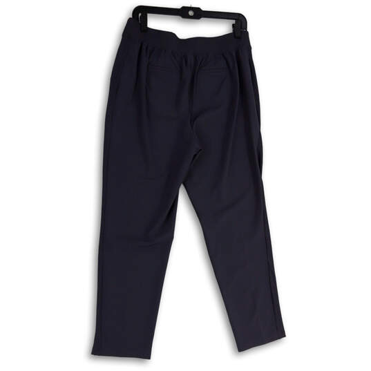 Womens Gray Elastic Waist Pull-On Straight Leg Side Slit Ankle Pants Size M image number 2