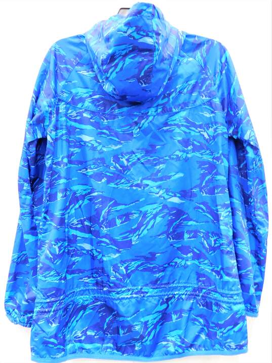Women's Nike Blue Polyester Windbreaker Jacket with Hood and Cinched waist Size M image number 2