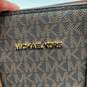 Michael Kors Womens Satchel Bag Purse Signature Print Zipper Brown Leather image number 5