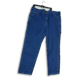 NWT Lee Mens Blue Denim Dark Wash Loose Fit Straight Leg Jeans Size 46x34