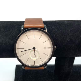 Designer Skagen Hagen SKW6216 Brown Leather Strap Round Analog Wristwatch