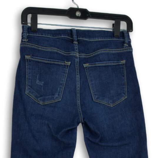 Womens Blue Denim Distressed Raw Hem 5-Pocket Design Skinny Jeans Size 5/W27 image number 4