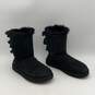 Ugg Womens Bailey Bow II 1002954 Black Fur Round Toe Winter Boots Size 7 image number 1