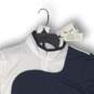 NWT EP New York Womens Polo Shirt Golf 1/4 Zip Mock Neck Blue White Size Medium image number 3