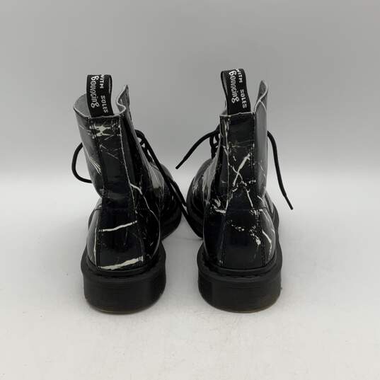 Dr. Martens Womens Pascal Black White Leather Lace Up Marble Combat Boots Size 9 image number 4