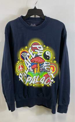 Palace Mens Navy Graphic Print Long Sleeve Crew Neck Pullover Sweatshirt Size L