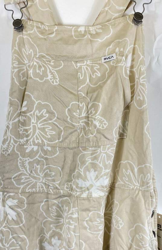 NWT RVCA Womens Beige White Floral Sleeveless Pockets One-Piece Overall Size 25 image number 3