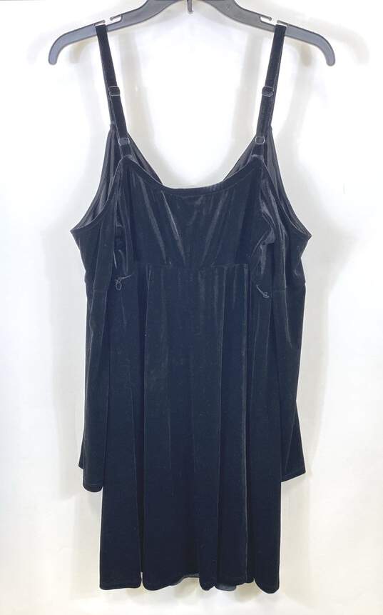 NWT Torrid Womens Black Velvet Surplice Neck Cold Shoulder Mini Dress Size 0 image number 2