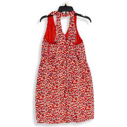 NWT Eclair Womens Red Floral Halter Neck Pleated Sleeveless Mini Dress Size L alternative image