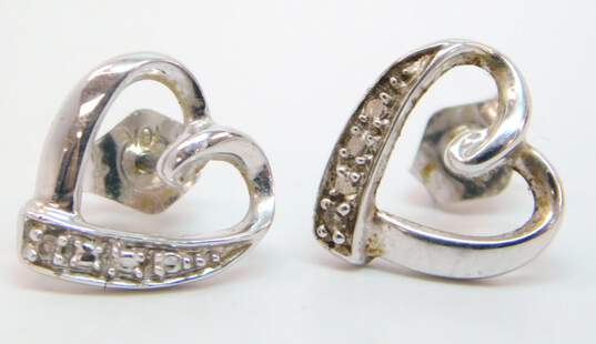 Romantic 10K White Gold Diamond Accent Open Heart Stud Earrings 1.1g image number 2