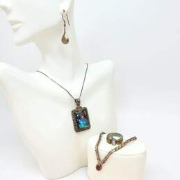 Artisan 925 Labradorite Pendant Necklace Earrings Amethyst Topaz Ring & Bracelet