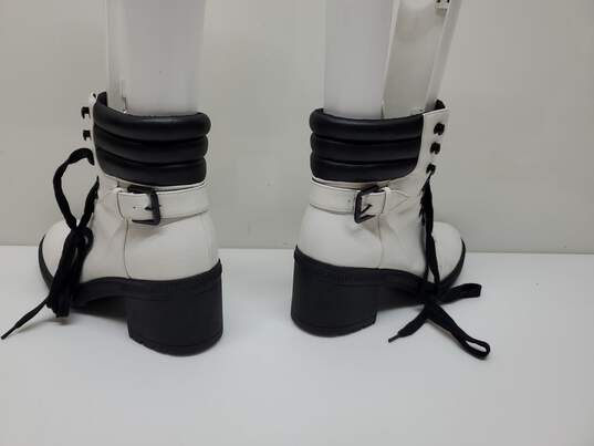 Wm MIX No. 6 White Leather Platform Boots Lace Up Side Zip Sz 8.5 M image number 2